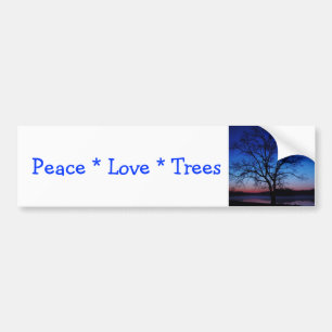 Adesivo Para Carro Bumper Sticker das Árvores de Amor pela Paz