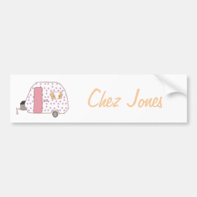 Adesivo Para Carro Bumper Sticker do Proprietário da Caravana Retro (Frente)