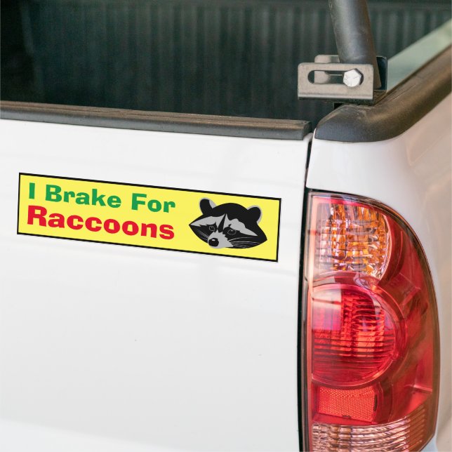 Adesivo Para Carro Bumper Sticker - I Brake For Raccoons (No caminhão)