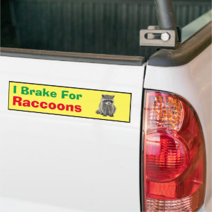 Adesivo Para Carro Bumper Sticker - I Brake for Raccoons