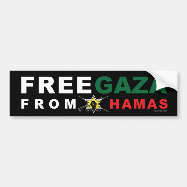 Adesivo Para Carro Bumper Sticker (Preto) "Free Gaza From Hamas" (Frente)