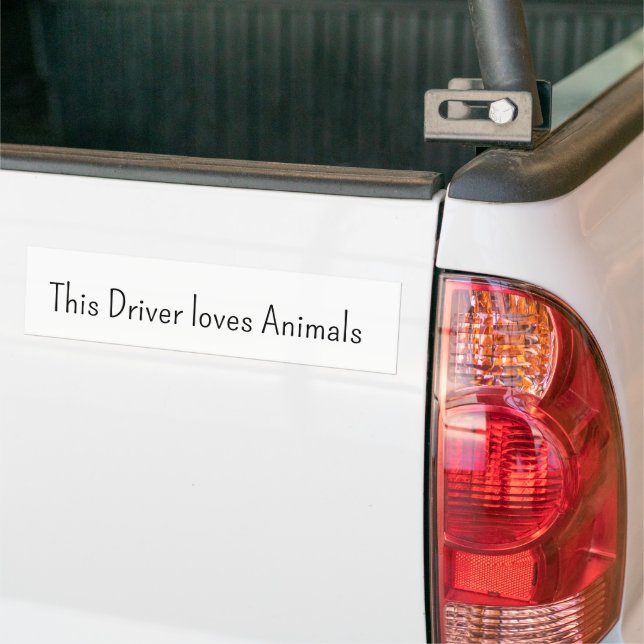 Adesivo Para Carro Bumper Sticker This Driver loves Animals (No caminhão)