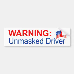 Adesivo Para Carro Bumper Sticker with WARNING: Unmasked Driver, Flag