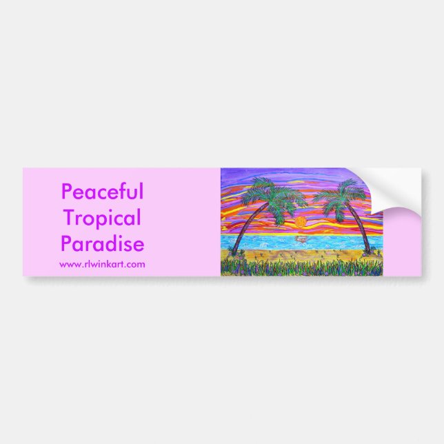 Adesivo Para Carro Bumpersticker - paraíso tropical calmo (Frente)