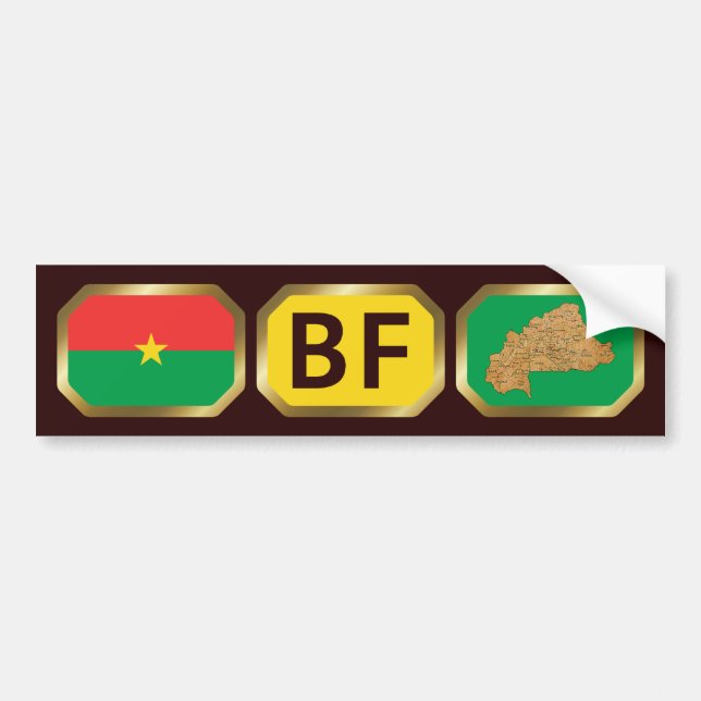 Adesivo Para Carro Burkina Faso Indicador do Bumper do Código (Frente)