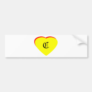 Adesivo Para Carro "C" Casamento Vermelho Amarelo Coração Convite O M