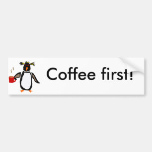 Adesivo Para Carro Café engraçado do bebendo do pinguim