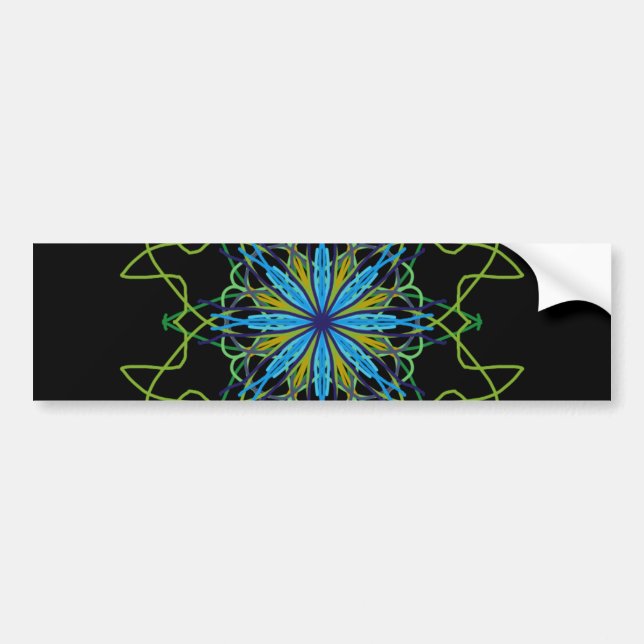 Adesivo Para Carro Caleidoscópio Mandala Art Black Blue Star (Frente)
