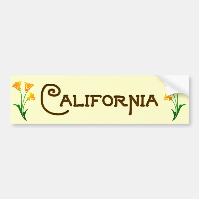 Adesivo Para Carro California Poppy Art Deco Bumper Sticker (Frente)