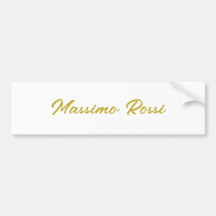 Adesivo Para Carro Caligrafia Elegante Dourado Branco Simples Nome