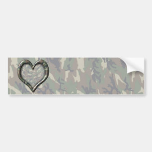 Adesivo Para Carro Camouflage Woodland Forest Heart em Camo