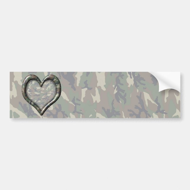 Adesivo Para Carro Camouflage Woodland Forest Heart em Camo (Frente)