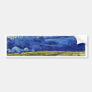 Adesivo Para Carro Campo de trigo sob o céu nublado por Vincent van