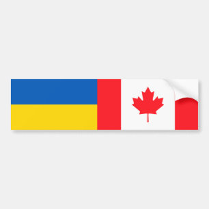 Adesivo Para Carro Canadense Eu apoio a Ucrânia. Bandeiras CA e UKR.