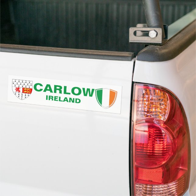Adesivo Para Carro Carlow Ireland Crest e Irish Flag Bumper Sticker (No caminhão)