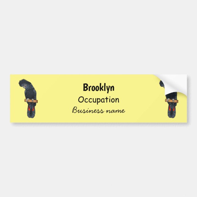 Adesivo Para Carro Cartoon de pássaro preto de cauda vermelha (Frente)