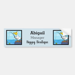 Adesivo Para Carro Cartoon pelicano de pesca engraçado
