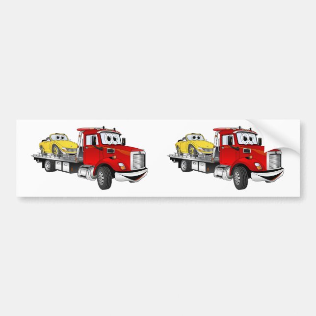Adesivo Para Carro Cartoon Red Tow Truck Flatbed (Frente)