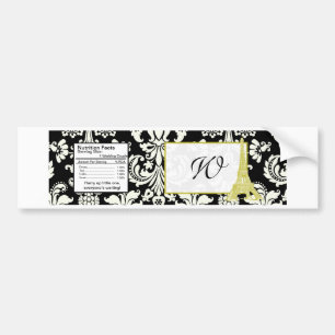 Adesivo Para Carro Casamento em Paris Black Damask Water Bottle