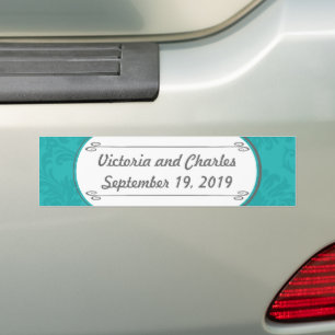 Adesivo Para Carro Casamento tema damasco de Chartreuse Turquoise Mod