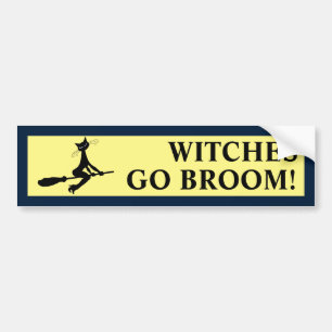 Adesivo Para Carro Cat On Broomstick Bumper Sticker