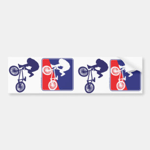 Adesivo Para Carro Cavaleiro de BMX - branco e azul vermelhos