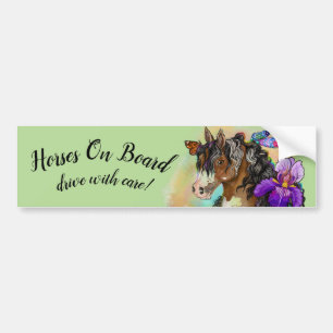 Adesivo Para Carro Cavalo de Tinta com Flores, Reboque de Cavalo