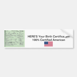 Adesivo Para Carro Certidão de nascimento de Obama