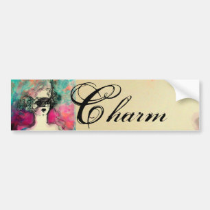 Adesivo Para Carro CHARM /Lady Com Máscara Rosa Verde Teto