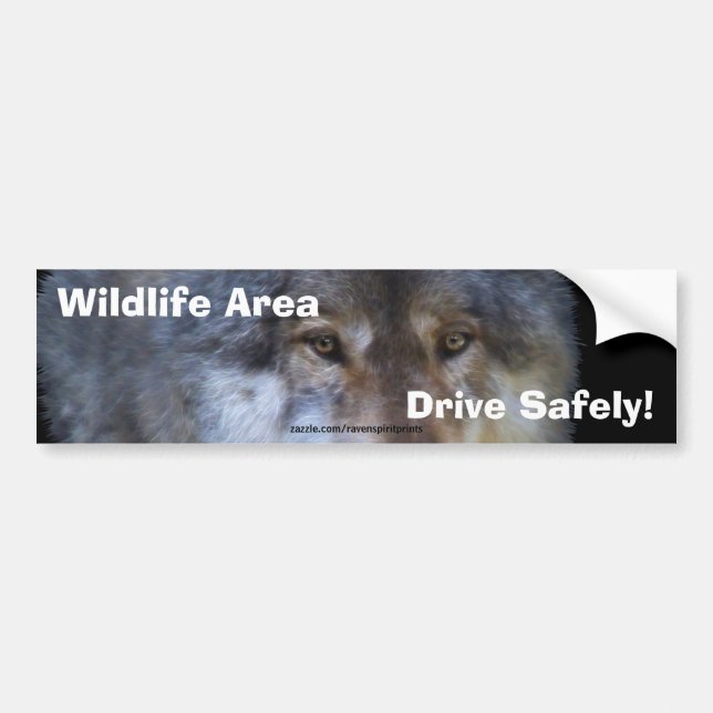 Adesivo Para Carro Cinza Wolf Road Safety Bumper Sticker (Frente)