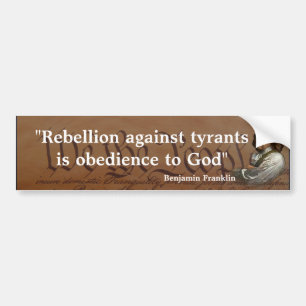 Adesivo Para Carro Citação de Benjamin Franklin sobre a rebelião