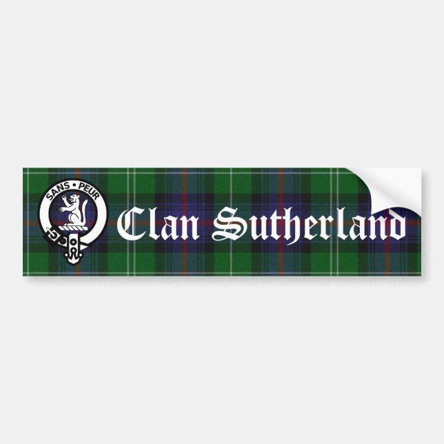 Adesivo Para Carro Clan Sutherland Crest Crachá & Tartan (Frente)