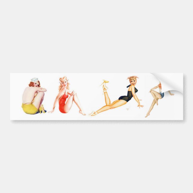 Adesivo Para Carro Clássico Pin-Up Girls Bumper Sticker (Frente)