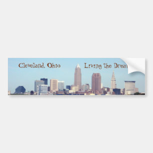Adesivo Para Carro Cleveland Skyline Living the Dream Bumper Sticker