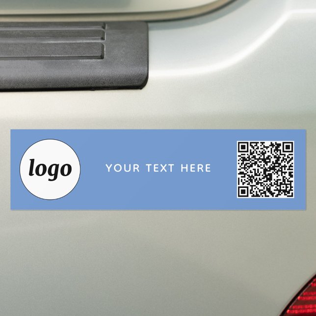 Adesivo Para Carro Código QR de Promoção Empresarial Simples com Logo (Logo with custom text and QR code business promotional branding bumper sticker)