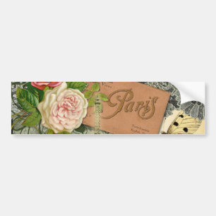 Adesivo Para Carro Colagem de Viagem da Vintage Eiffel Tower Paris Fr