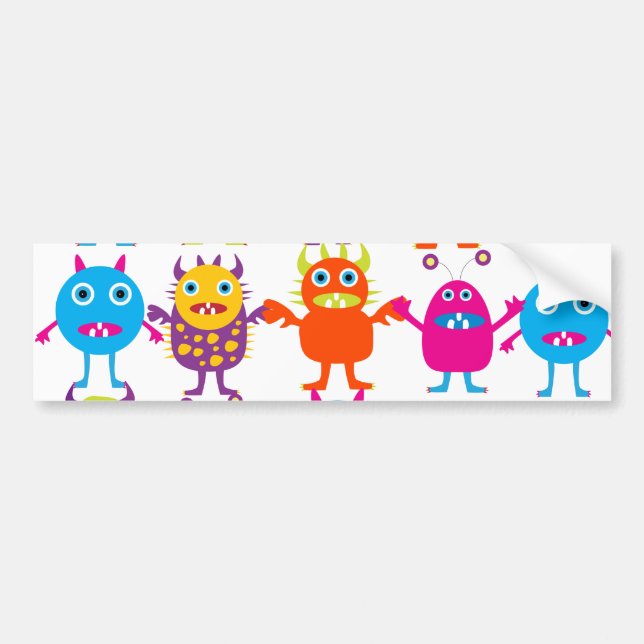 Adesivo Para Carro Colorida Funny Monster Party Creatures Bash (Frente)