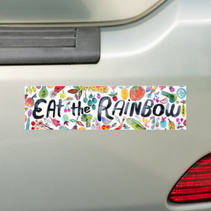 Adesivo Para Carro Coma o Arco-íris Colorido Aguarela Frutas Legumes