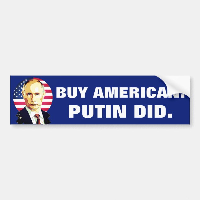 Adesivo Para Carro "Compre o americano. Putin fez" com bandeira (Frente)