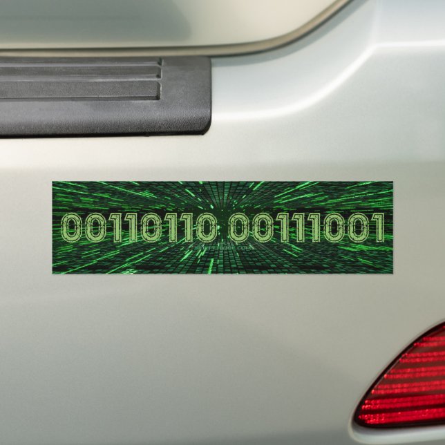Adesivo Para Carro Computação verde vibrante com código binário 69 do (No carro)
