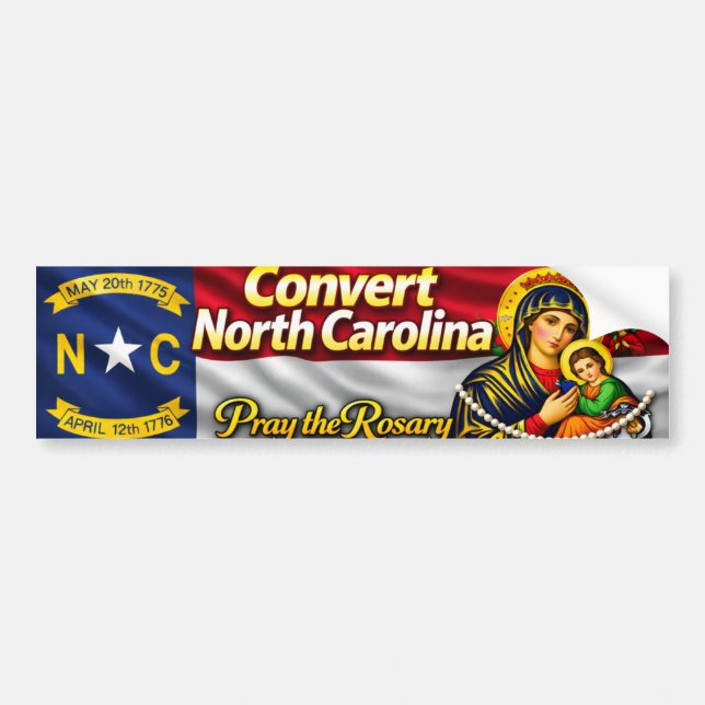 Adesivo Para Carro Convert North Carolina Bumper Sticker (Frente)