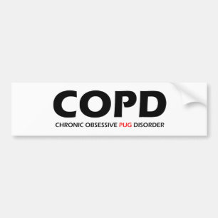 Adesivo Para Carro COPD - Desordem obsessiva crônica do Pug