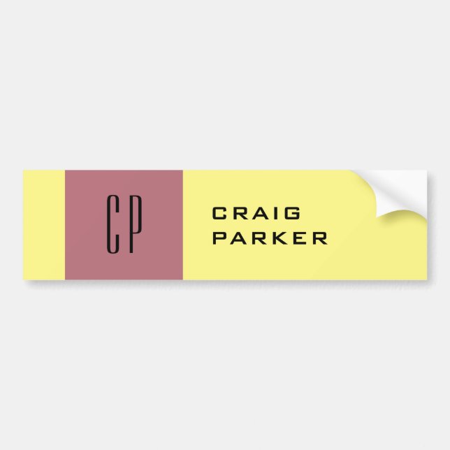 Adesivo Para Carro Cor amarela Dourada do Rosa profissional monograma (Frente)