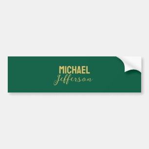 Adesivo Para Carro Cor elegante moderno minimalista nome verde dourad