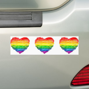 Adesivo Para Carro Coração colorido arco-íris de SlipperyJoe rabiscad