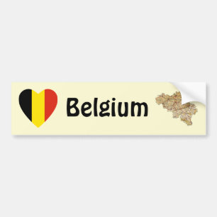 Adesivo Para Carro Coração da bandeira de Bélgica + Autocolante no