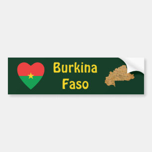 Adesivo Para Carro Coração da bandeira de Burkina Faso + Autocolant