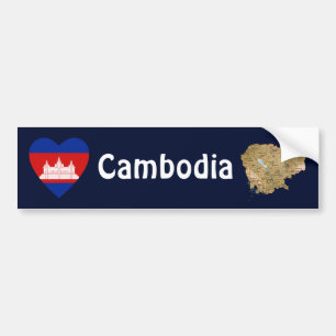 Adesivo Para Carro Coração da bandeira de Cambodia + Autocolante no