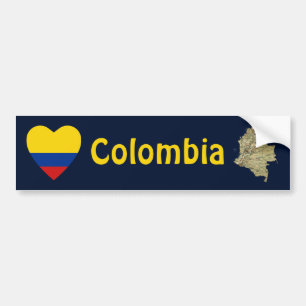 Adesivo Para Carro Coração da bandeira de Colômbia + Autocolante n