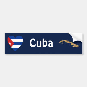 Adesivo Para Carro Coração da bandeira de Cuba + Autocolante no vid